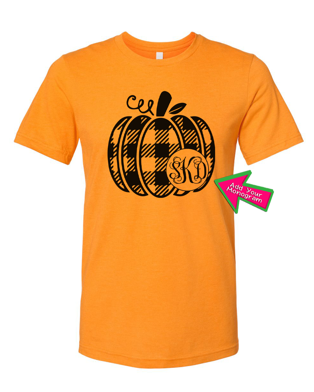 Black Plaid Monogram Pumpkin Tee