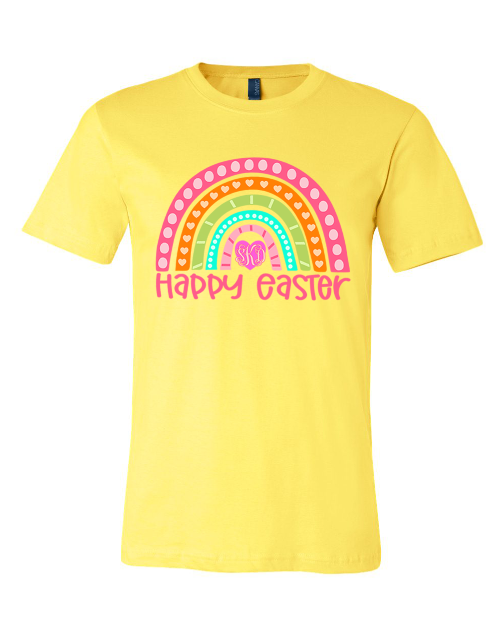 Monogram Happy Easter Rainbow Tee