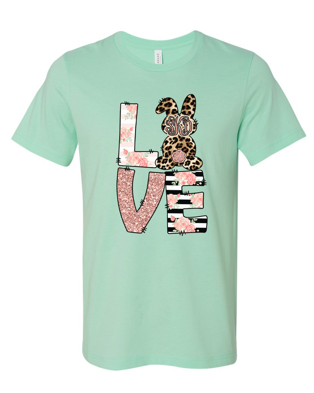 Monogram Leopard Rose Gold LOVE Bunny Tee