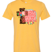 Leopard Cross Chosen Blessed Forgiven Redeemed Tee