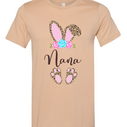 Cheetah Leopard Print Bunny Ears with Nana Easter Tee