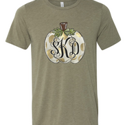 Fall Monogram White Pumpkin with Gold Dots Tee