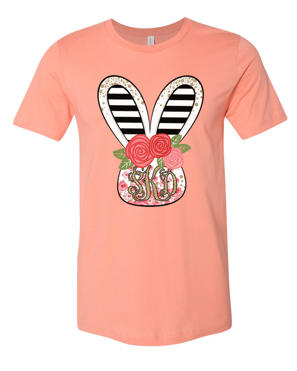 Monogram Rose and Black Bunny Head Easter Tee