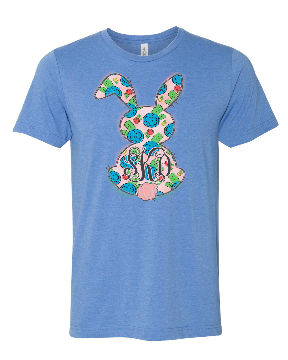 Monogram Fun Floral Bunny Easter Tee
