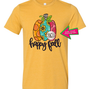 Bright Multi Color Pumpkin Monogram Tee