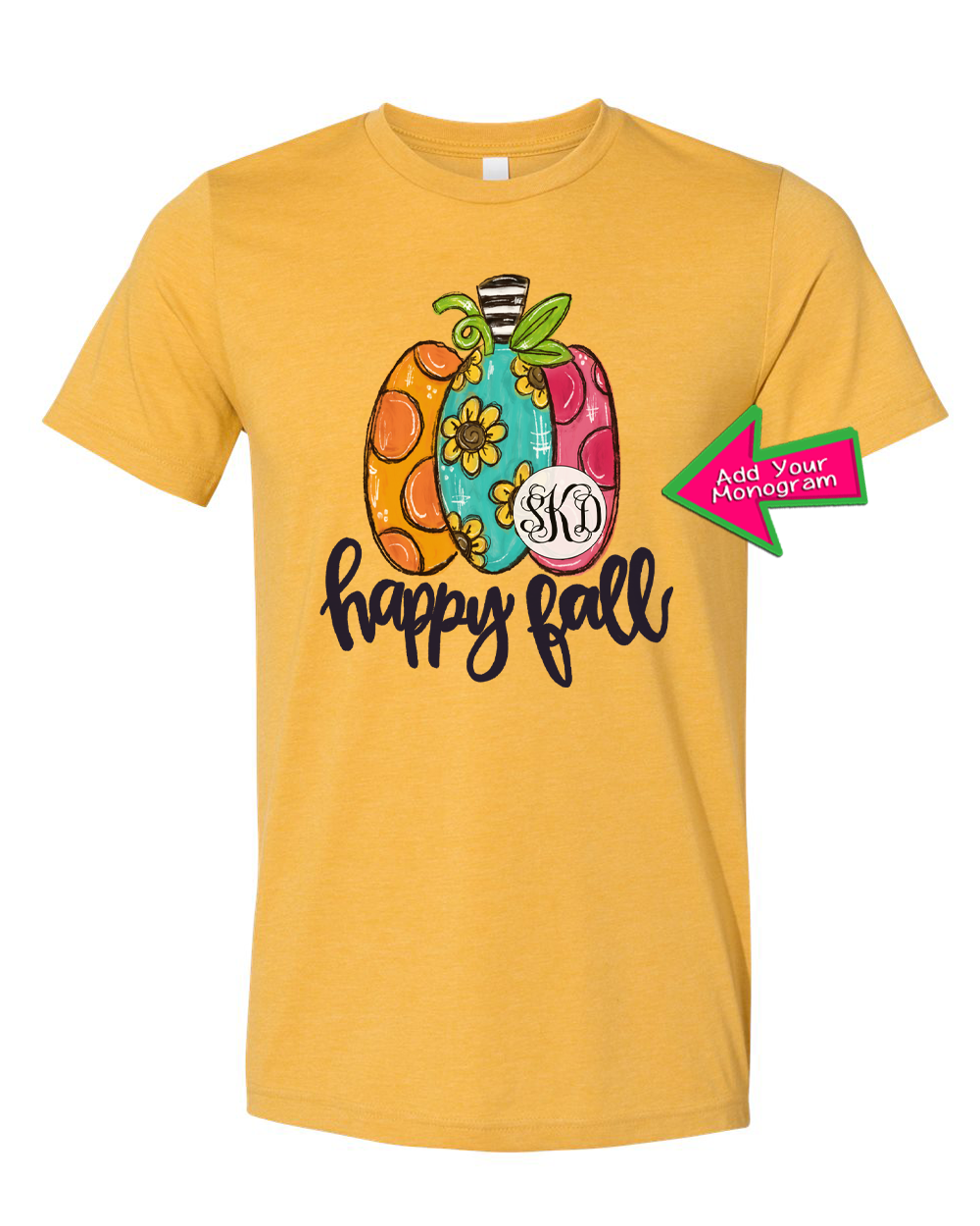 Bright Multi Color Pumpkin Monogram Tee
