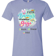 Personalized Shirt For Gigi Every Bunny's Favorite & Easter Eggs with Custom Grandkids Name Easter Day Tee