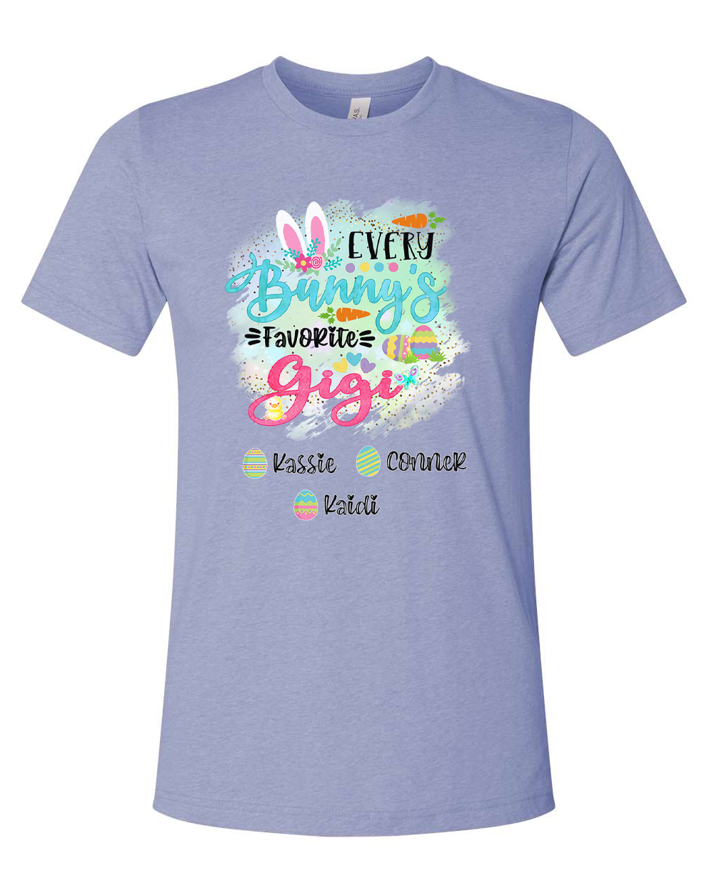 Personalized Shirt For Gigi Every Bunny's Favorite & Easter Eggs with Custom Grandkids Name Easter Day Tee