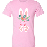 Monogram Floral Bunny Ears & Feet Easter Tee