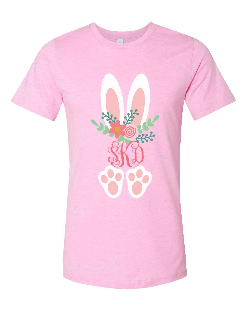 Monogram Floral Bunny Ears & Feet Easter Tee