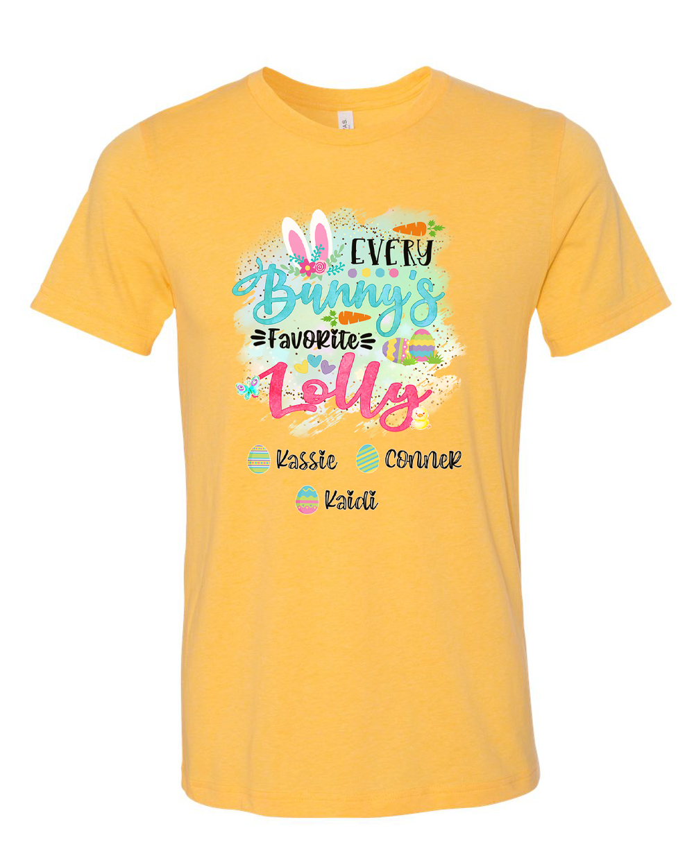 Personalized Shirt For Lolly Every Bunny's Favorite & Easter Eggs with Custom Grandkids Name Easter Day Tee