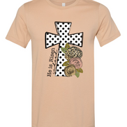 He Is Risen Black Dot Cross Easter Tee