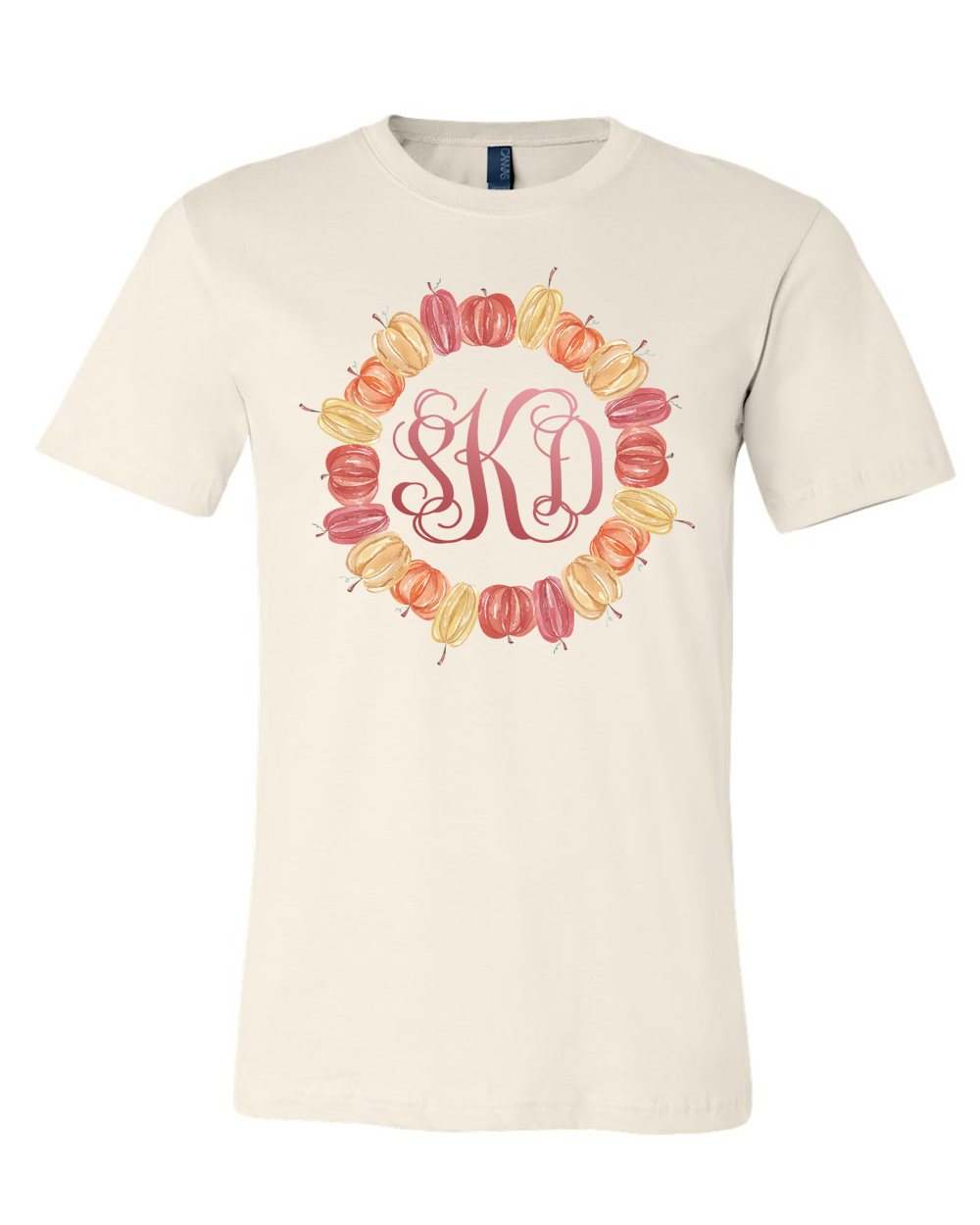 Fall Pumpkin Monogram Wreath Tee