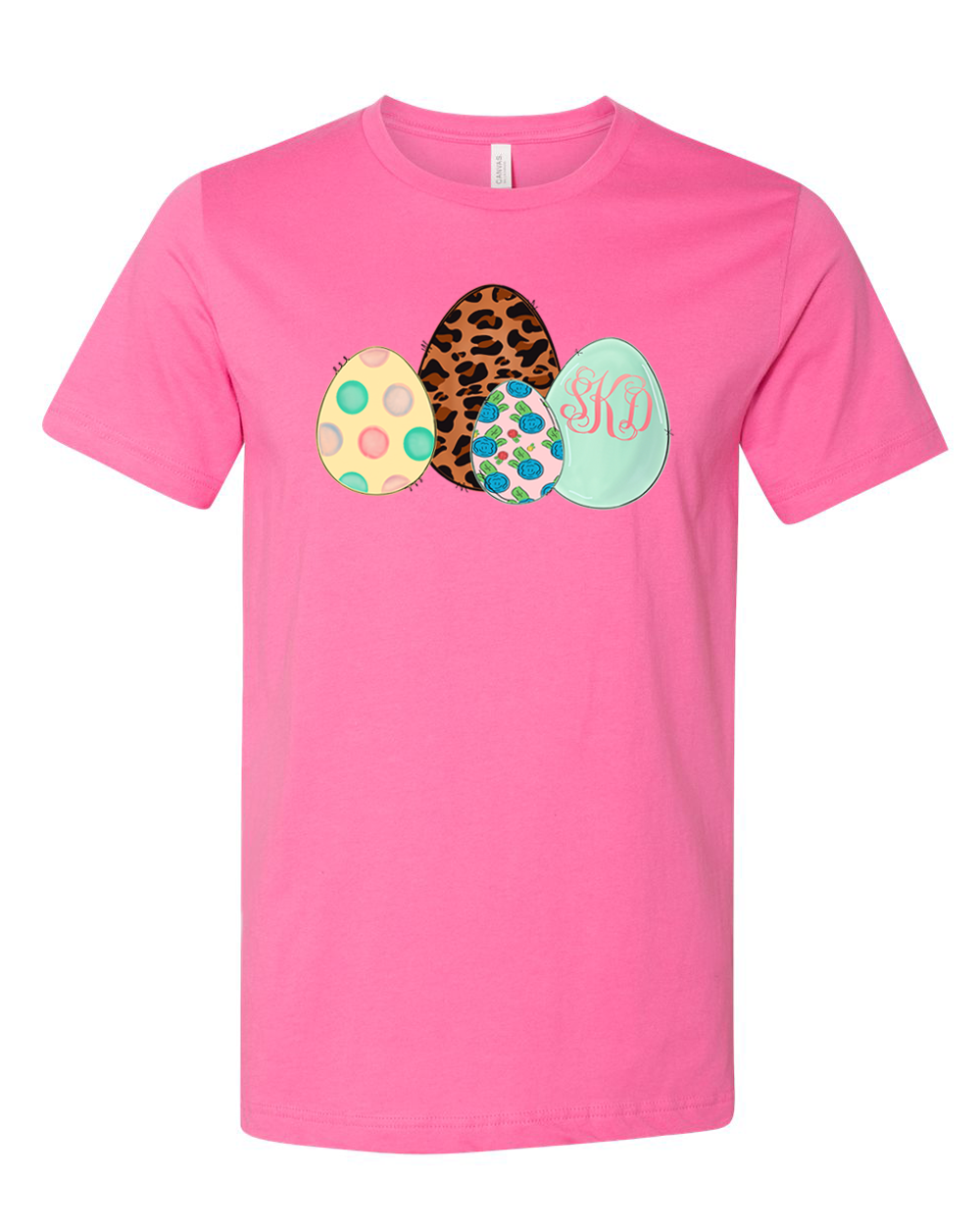 Monogram Leopard Print Easter Eggs Tee