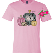 Blue Leopard, Pink, Leopard, and Gold Pumpkin Set Monogram Tee