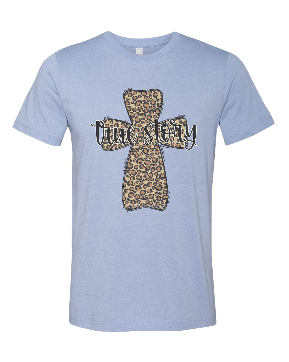 True Story Distressed Leopard Cross Easter Tee