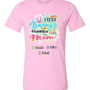 Personalized Shirt For Mom Every Bunny's Favorite & Easter Eggs with Custom Kids Name Easter Day Tee