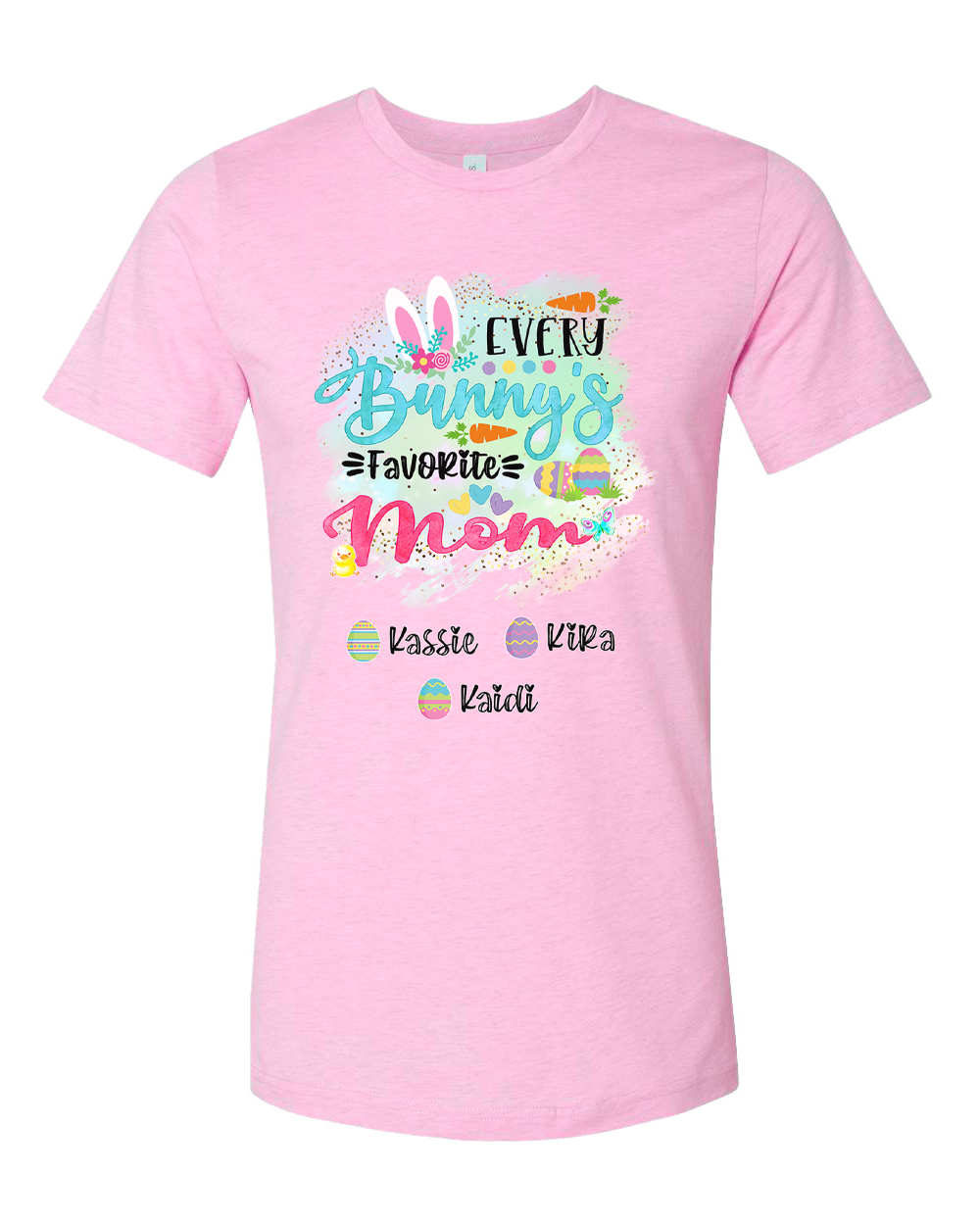 Personalized Shirt For Mom Every Bunny's Favorite & Easter Eggs with Custom Kids Name Easter Day Tee