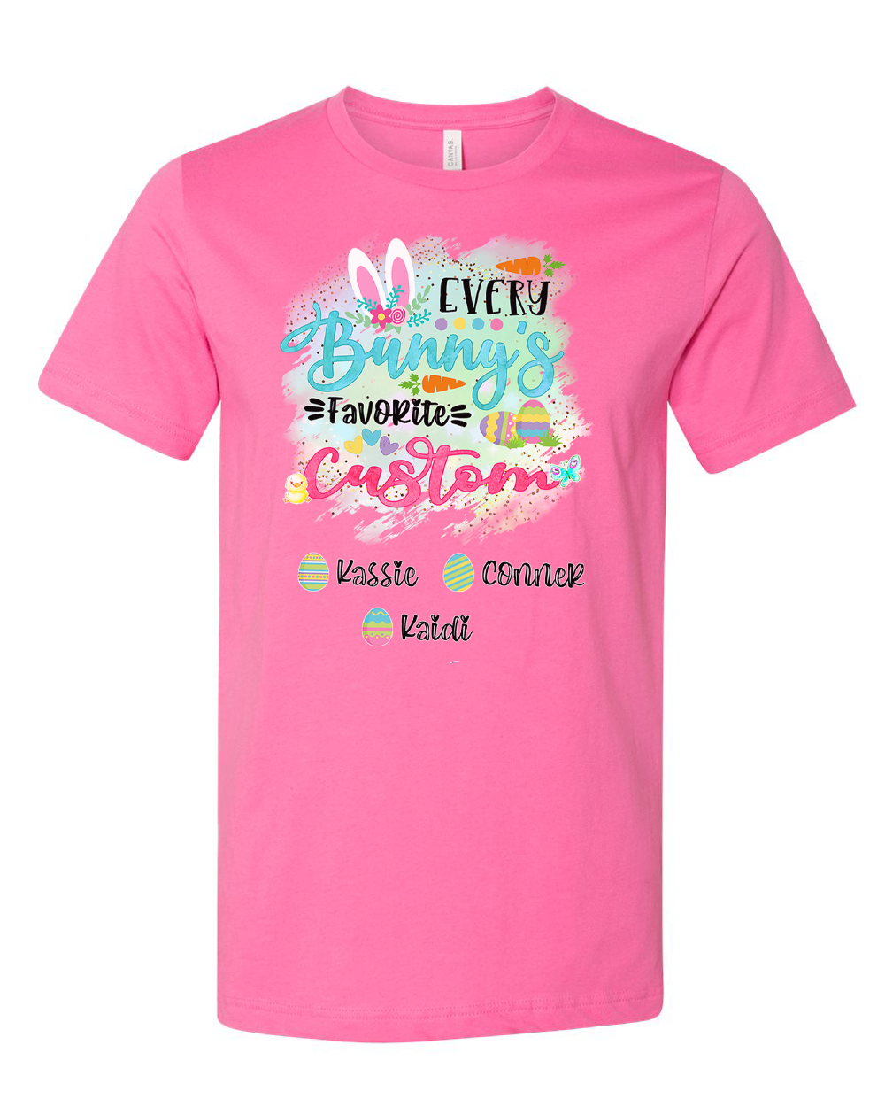Personalized Shirt For YOUR CUSTOM TEXT Every Bunny's Favorite & Easter Eggs with Custom Grandkids Name Easter Day Tee