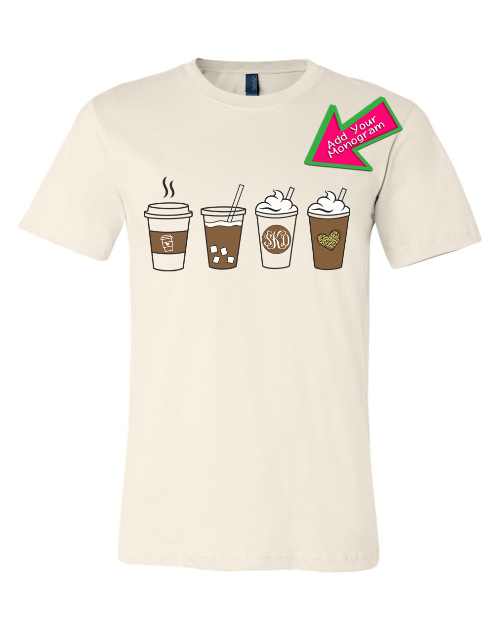 Fall Latte Drink Monogram Tee