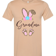 Cheetah Leopard Print Bunny Ears with Grandma Easter Tee