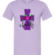 Purple Leopard Watercolor Faith Cross Easter Tee