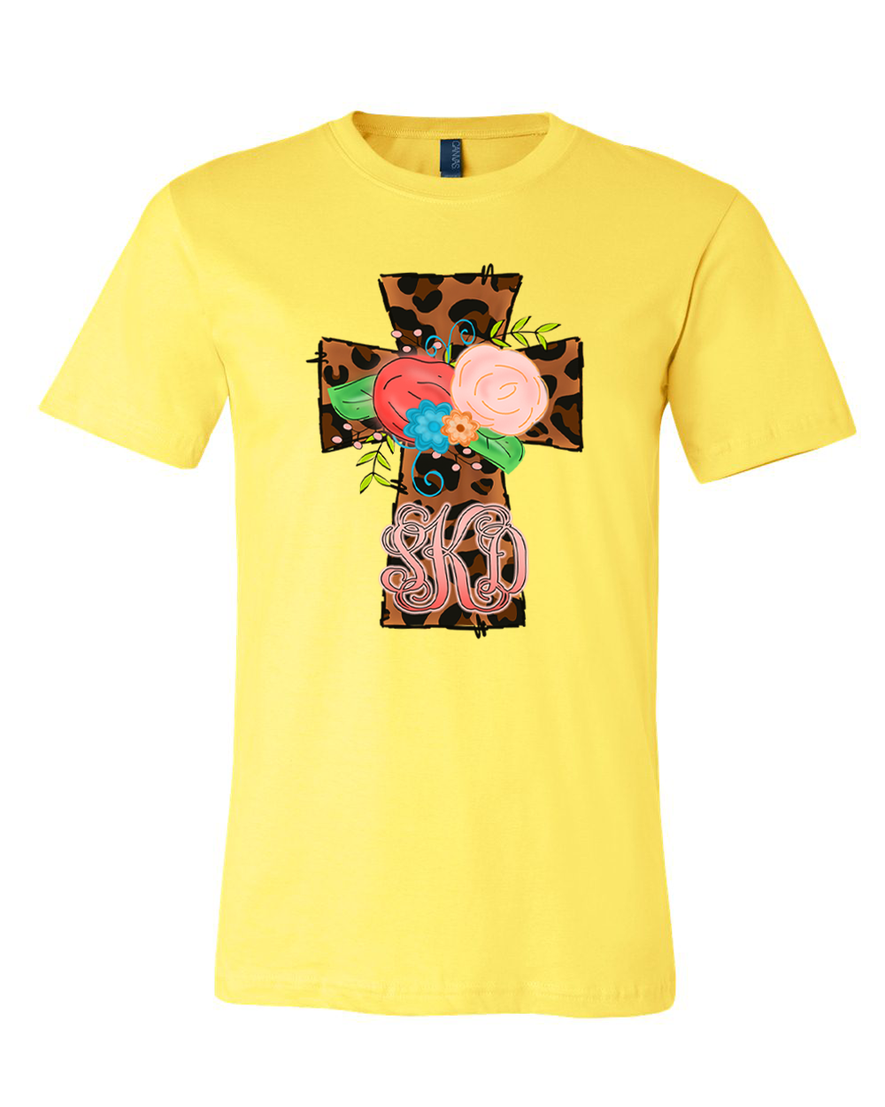 Monogram Leopard Print Cross Tee