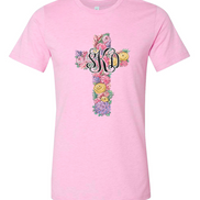 Monogram Floral Cross Tee