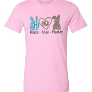 Monogram Peace, Love, Easter Bunny Tee