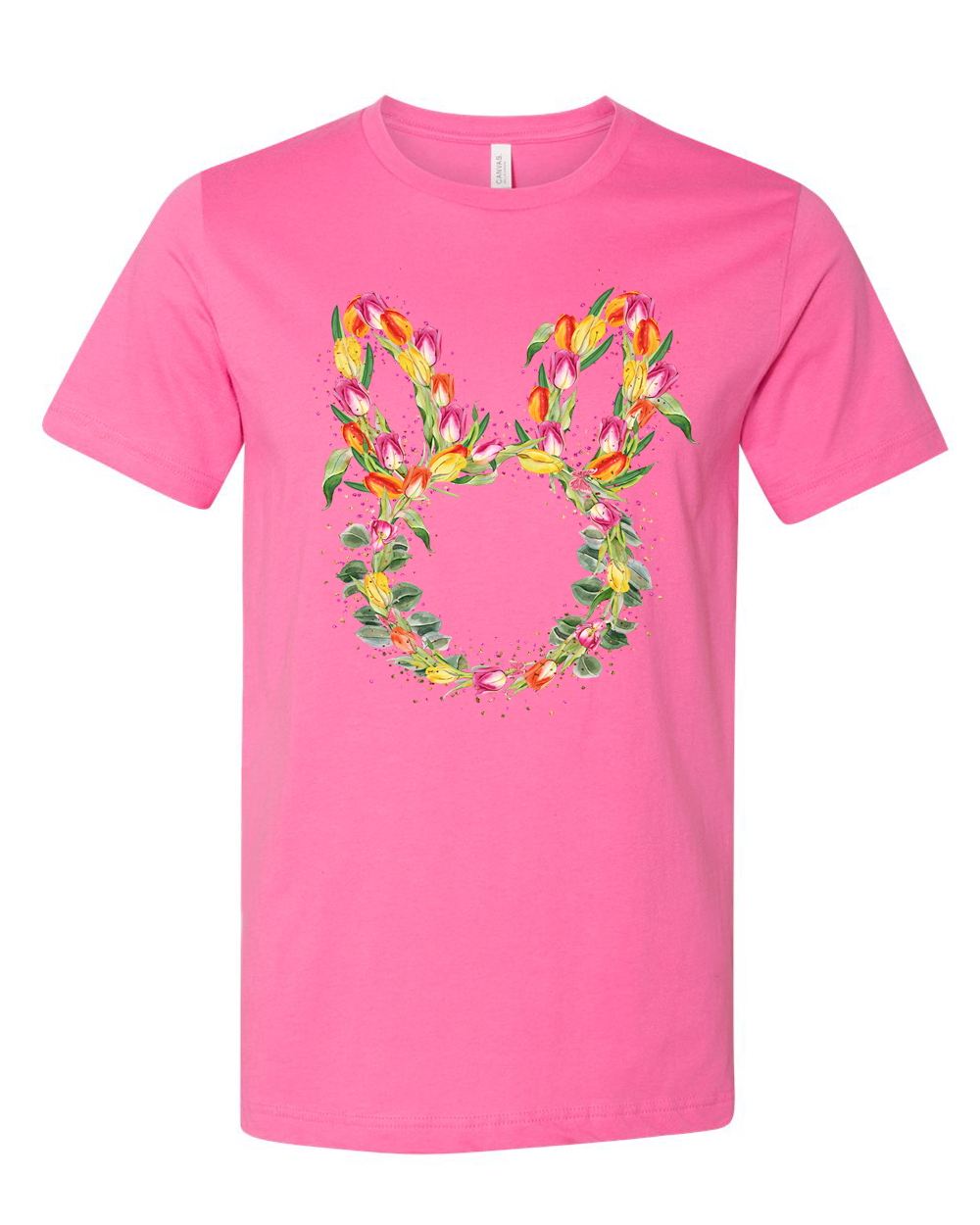 Bunny Head with Tulips Easter Tee
