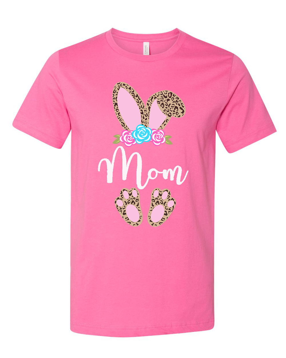 Cheetah Leopard Print Bunny Ears with Mom Easter Tee