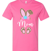 Cheetah Leopard Print Bunny Ears with Mom Easter Tee