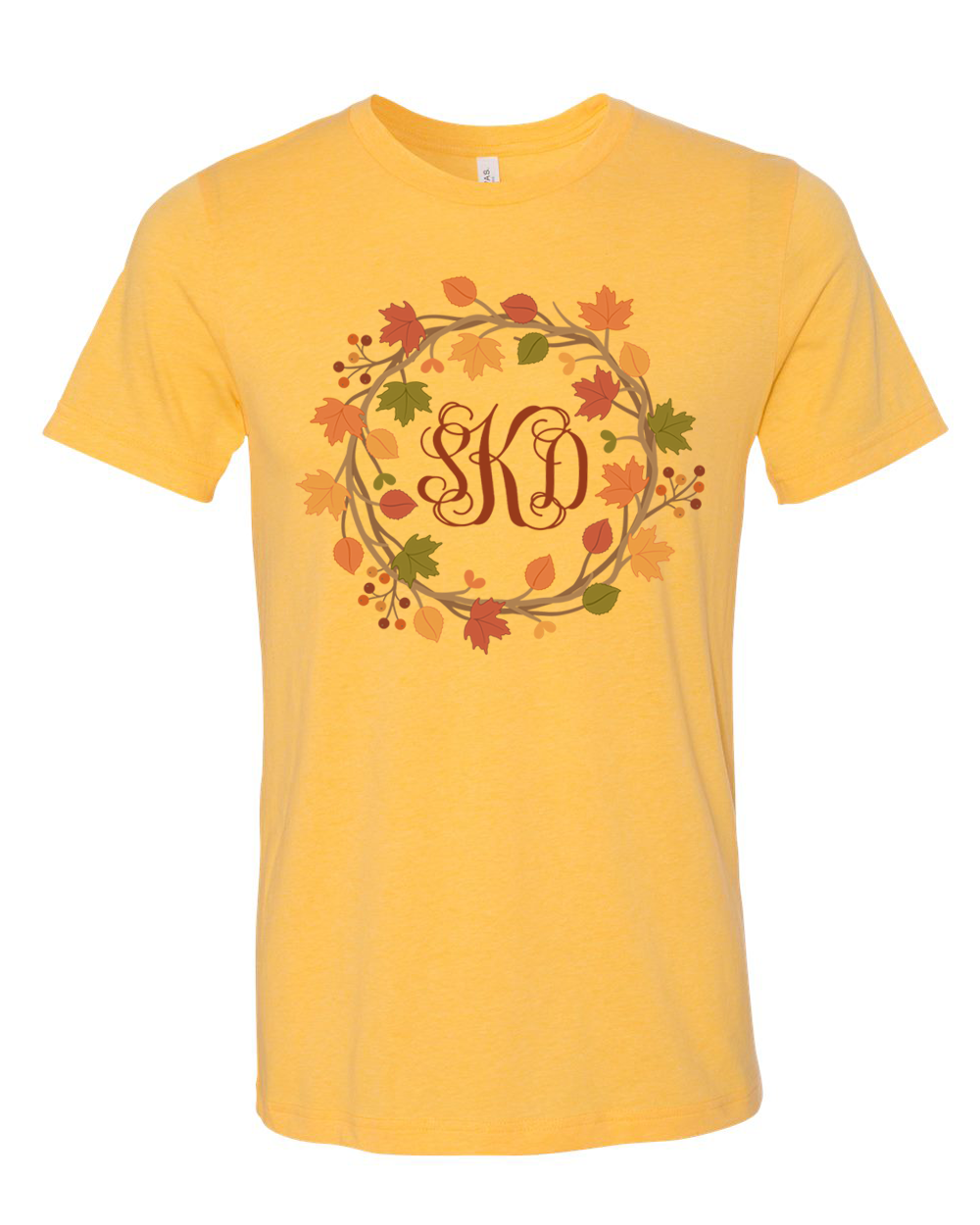 Fall Leaves Monogram Wreath Tee