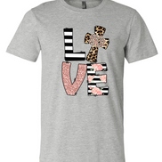 Monogram Leopard Rose Gold LOVE Cross Tee