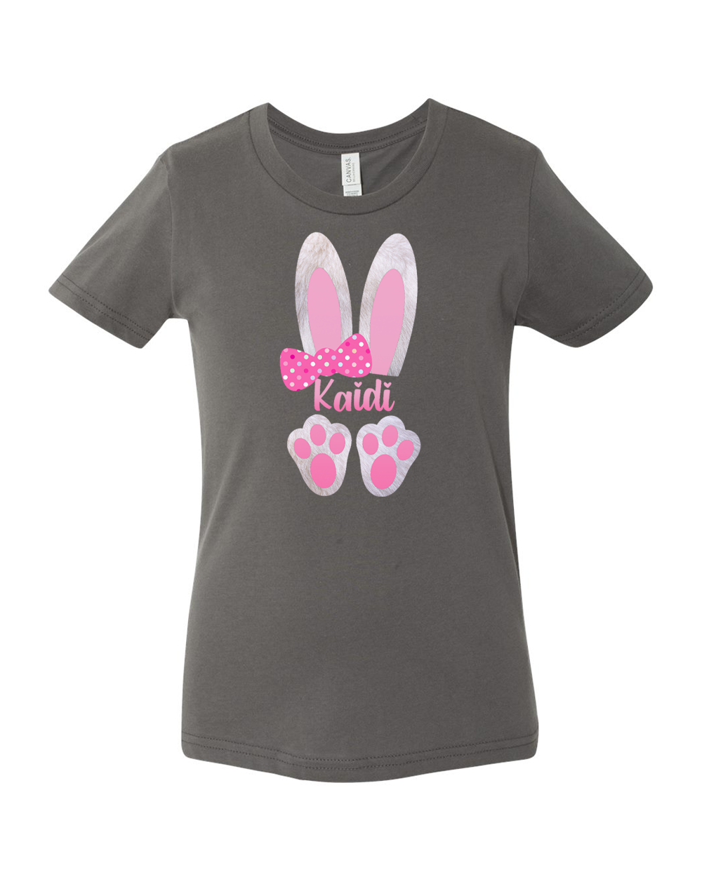 Personalized Girl Easter Bunny Ears with Custom Name Easter Day Tee